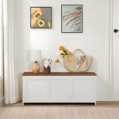 Storage Bench with Lift Top - White and Walnut