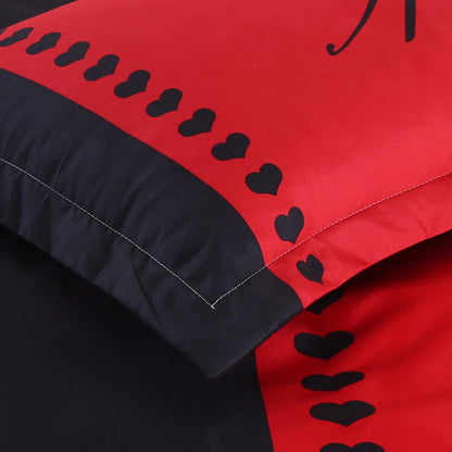 Red and Black Couple King Duvet Cover Set