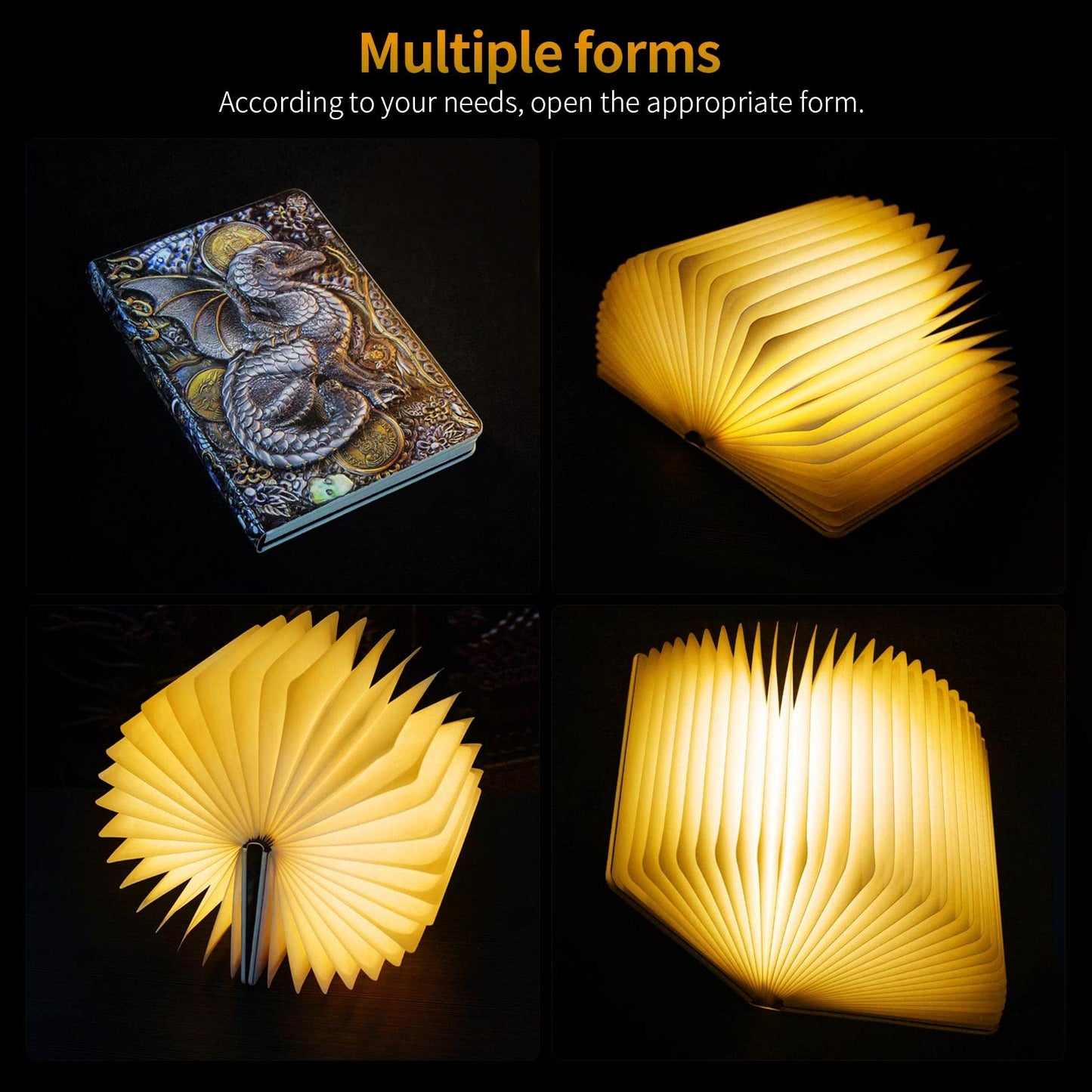 Dragon Night Light Folding Book Lamp