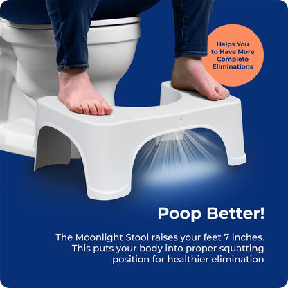 Squatty Potty Moonlight Toilet Stool with Motion & Light Activated Night Light, White 7 Inch