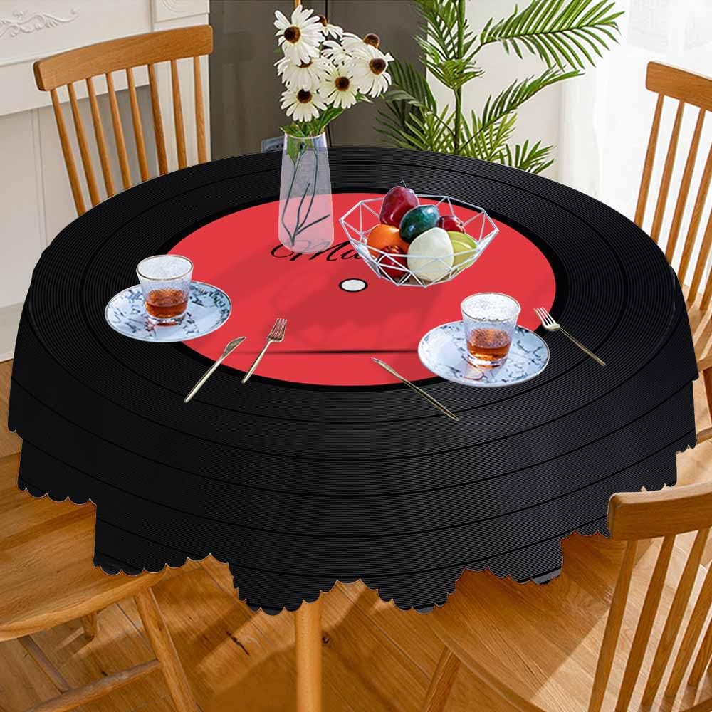 Vinyl Record Round Tablecloth