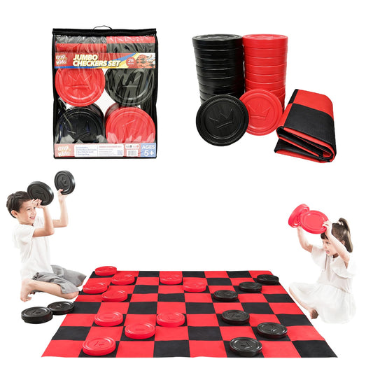 Jumbo Checkers Set with Storage Bag - 58" Mat