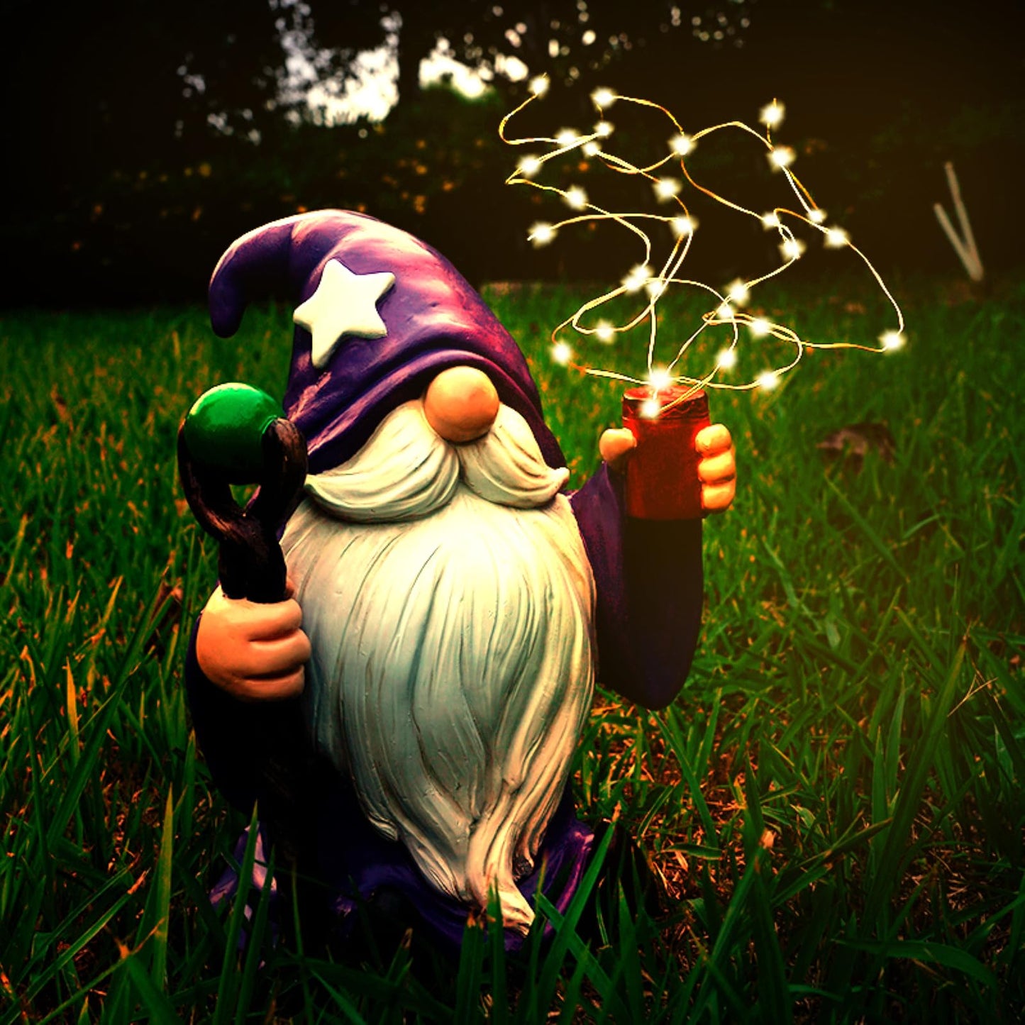 Gnome Statue with Solar LED Lights