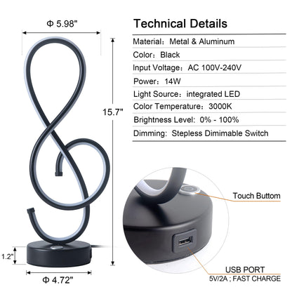 Modern Table Lamp with USB Port