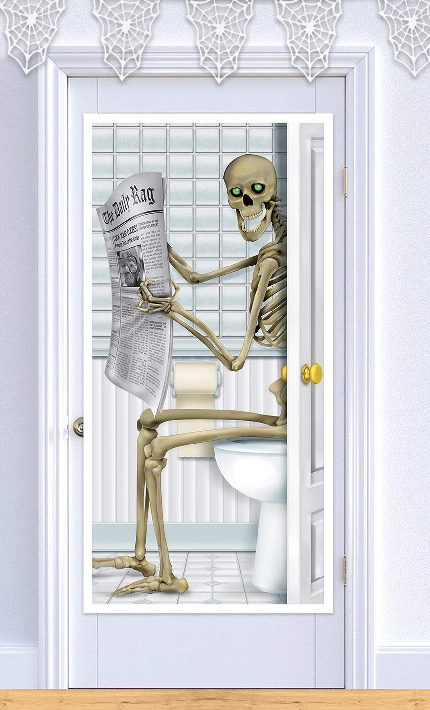 Skeleton Halloween Restroom Door Cover