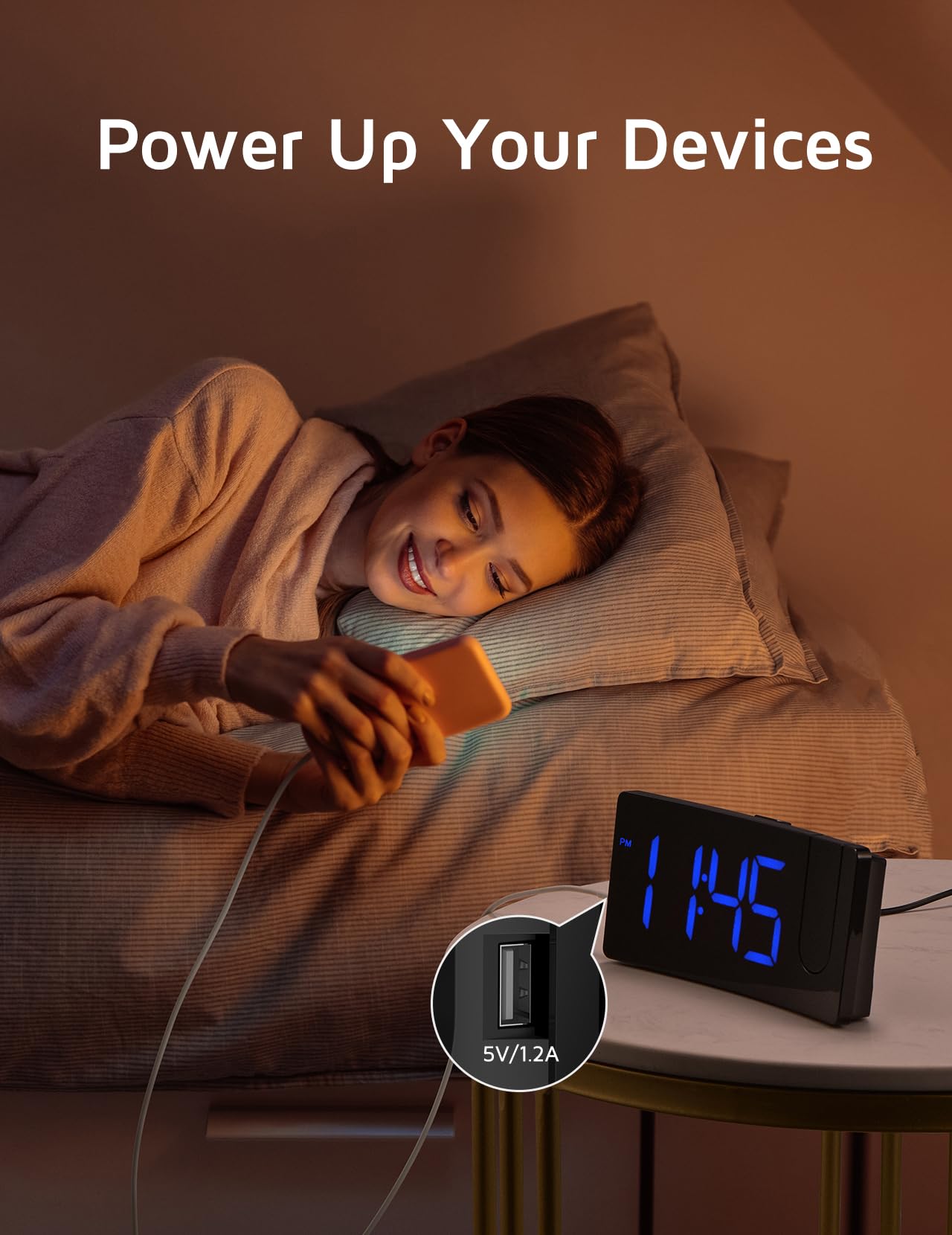 Projection Alarm Clock with Rotatable Projector