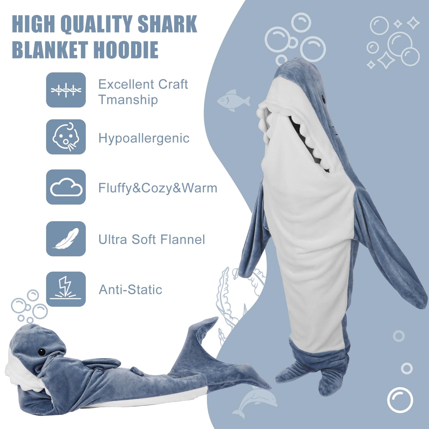 PADTIC Wearable Shark Blanket