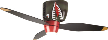 Kids Ceiling Fan - Tiger Shark Warplane with Light