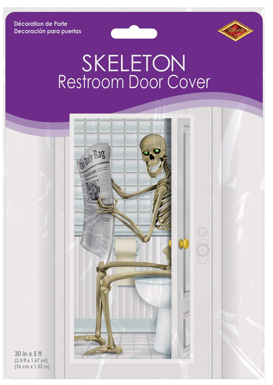 Skeleton Halloween Restroom Door Cover