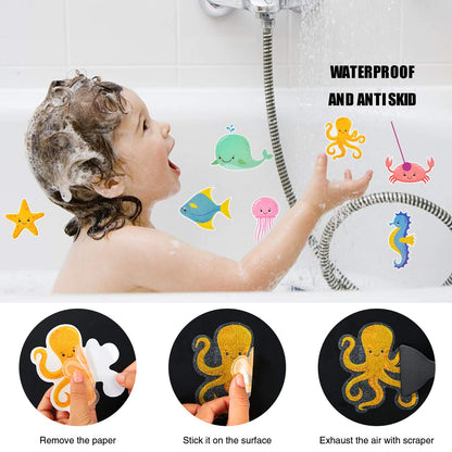 Non-Slip Bathtub Stickers for Kids - Sea Creatures Design