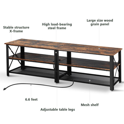 Modern Metal TV Stand with LED Lights - 71"