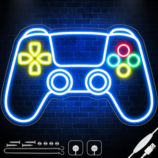 Gamer Neon Sign - Adjustable Brightness Gamepad Shape