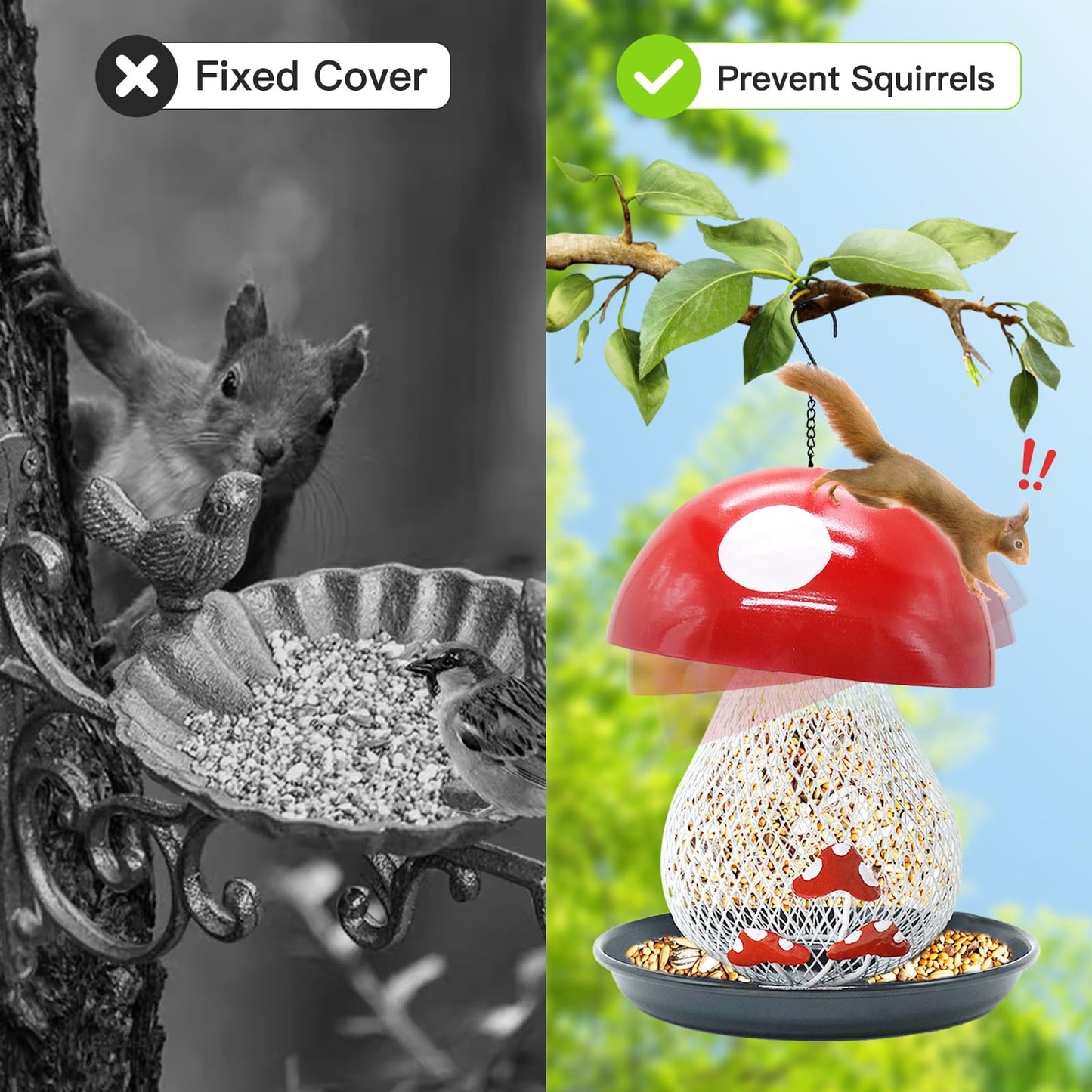 Squirrel Proof Mushroom Bird Feeder