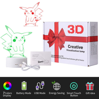 3D Illusion Night Light - Pokemon - 7 Colors