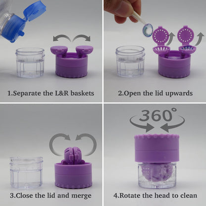 Contact Lens Case with Cleaner - Purple