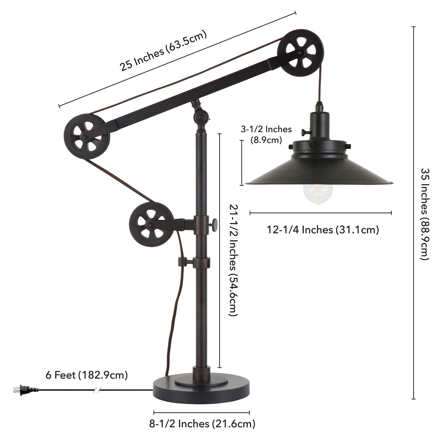 Tall Wide Brim Table Lamp - Blackened Bronze