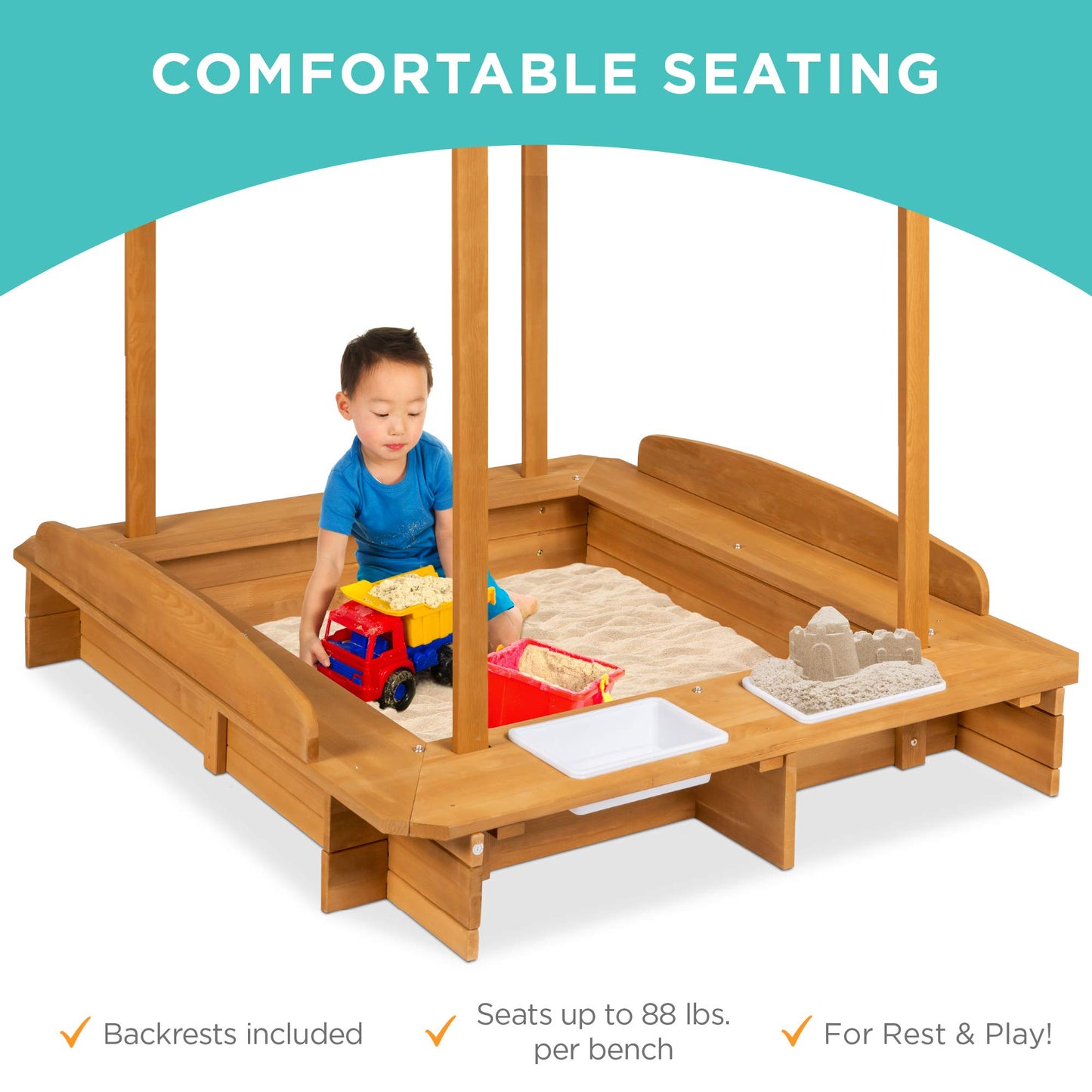 Kids Cabana Sandbox Play Station with Bench Seats