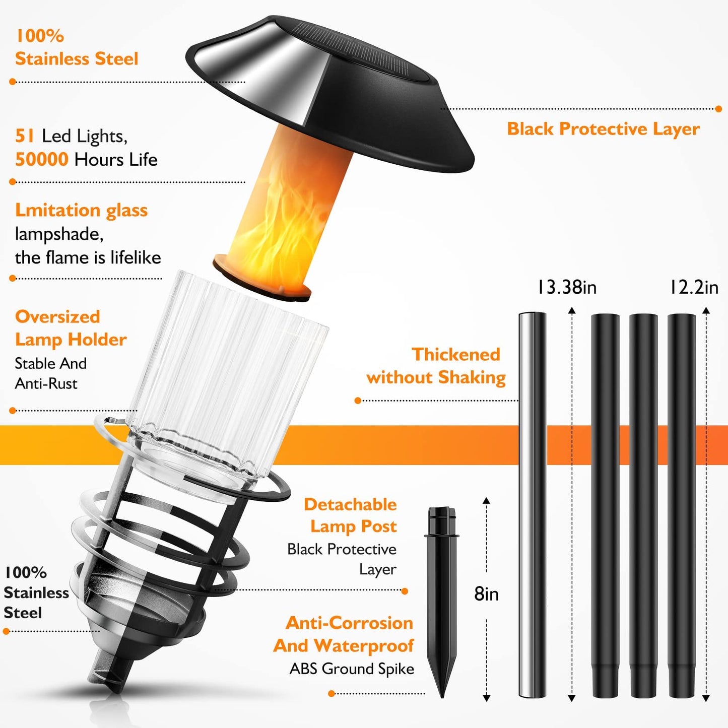 Solar Torches with Flickering Flame