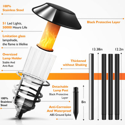 Solar Torches with Flickering Flame