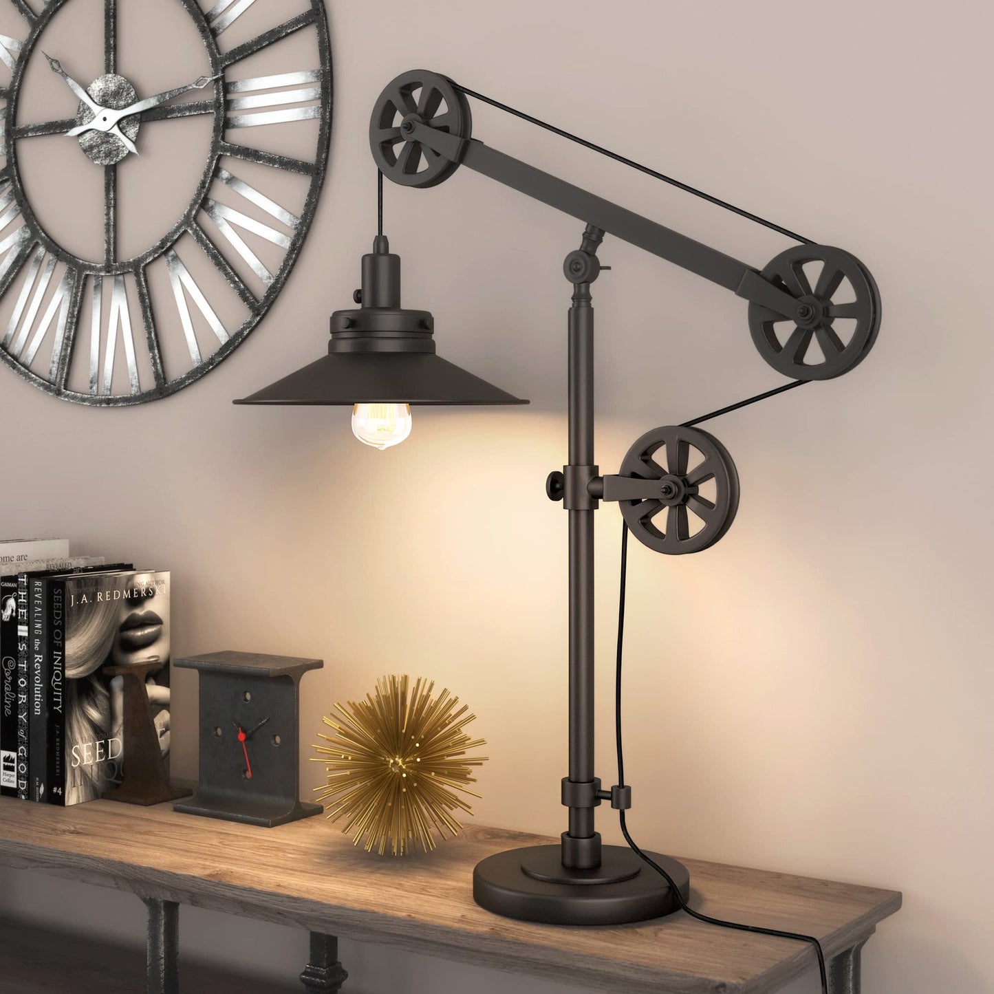 Tall Wide Brim Table Lamp - Blackened Bronze