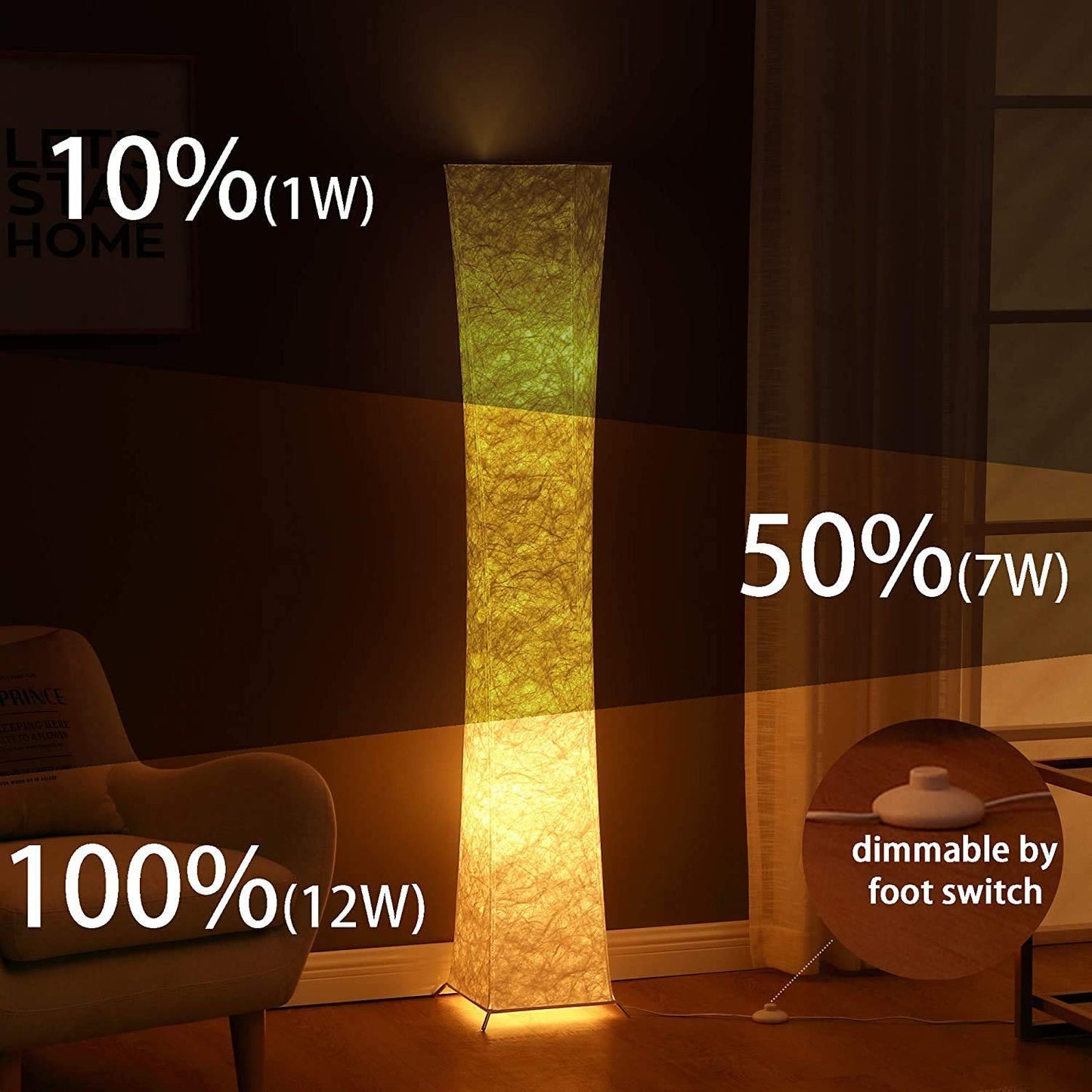 LED Floor Lamp with Fabric Shade