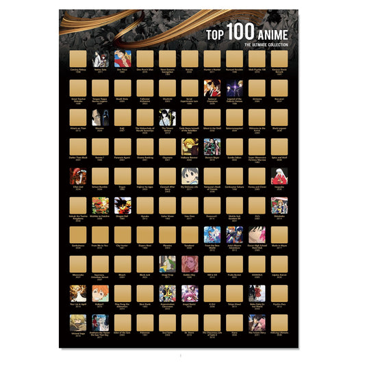 Top 100 Anime Scratch Off Poster