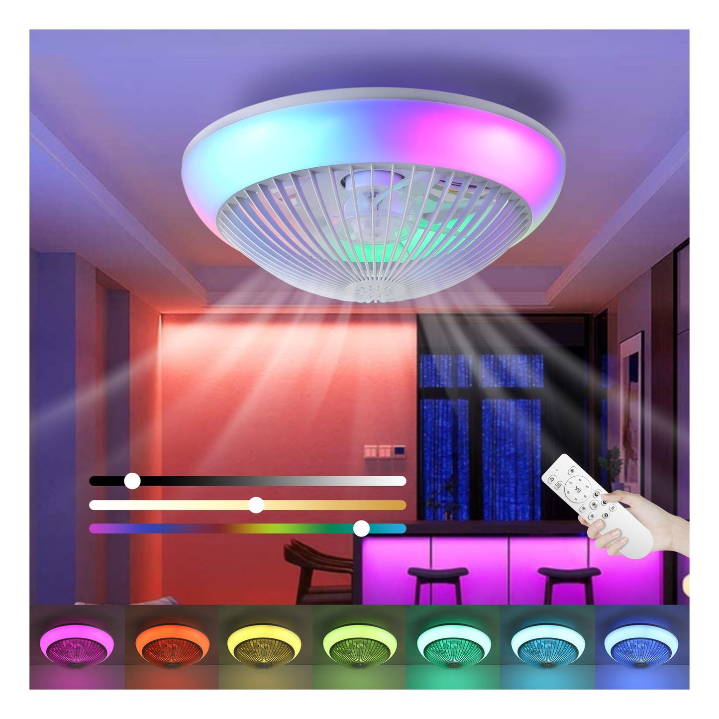 Bladeless Ceiling Fan with RGB Lights