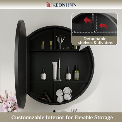 Round Black Mirror Medicine Cabinet