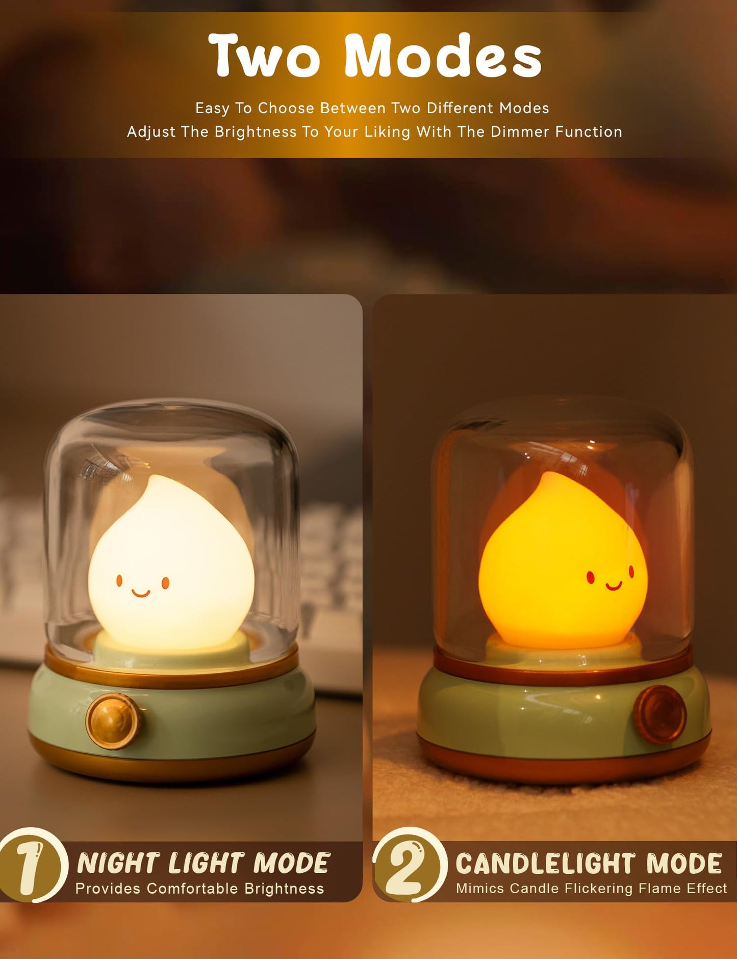 Chibi Flame Lamp with Flickering Effect