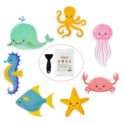 Non-Slip Bathtub Stickers for Kids - Sea Creatures Design