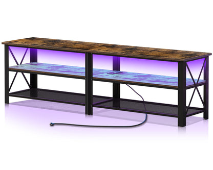 Modern Metal TV Stand with LED Lights - 71"