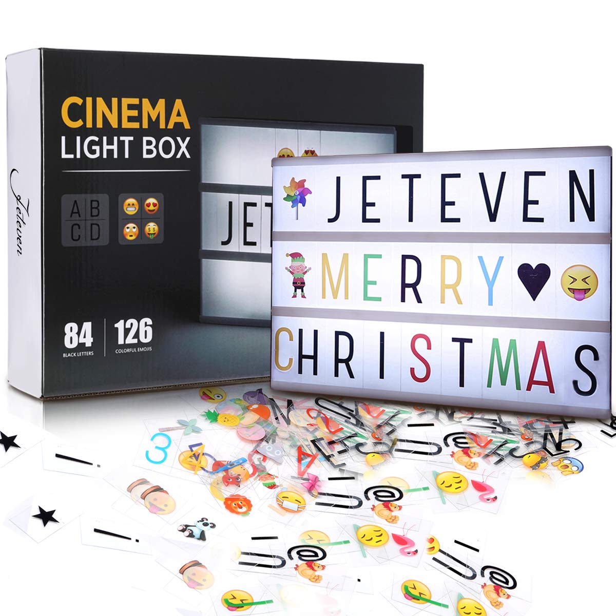 Cinema Light Box with Colorful Letters and Emojis