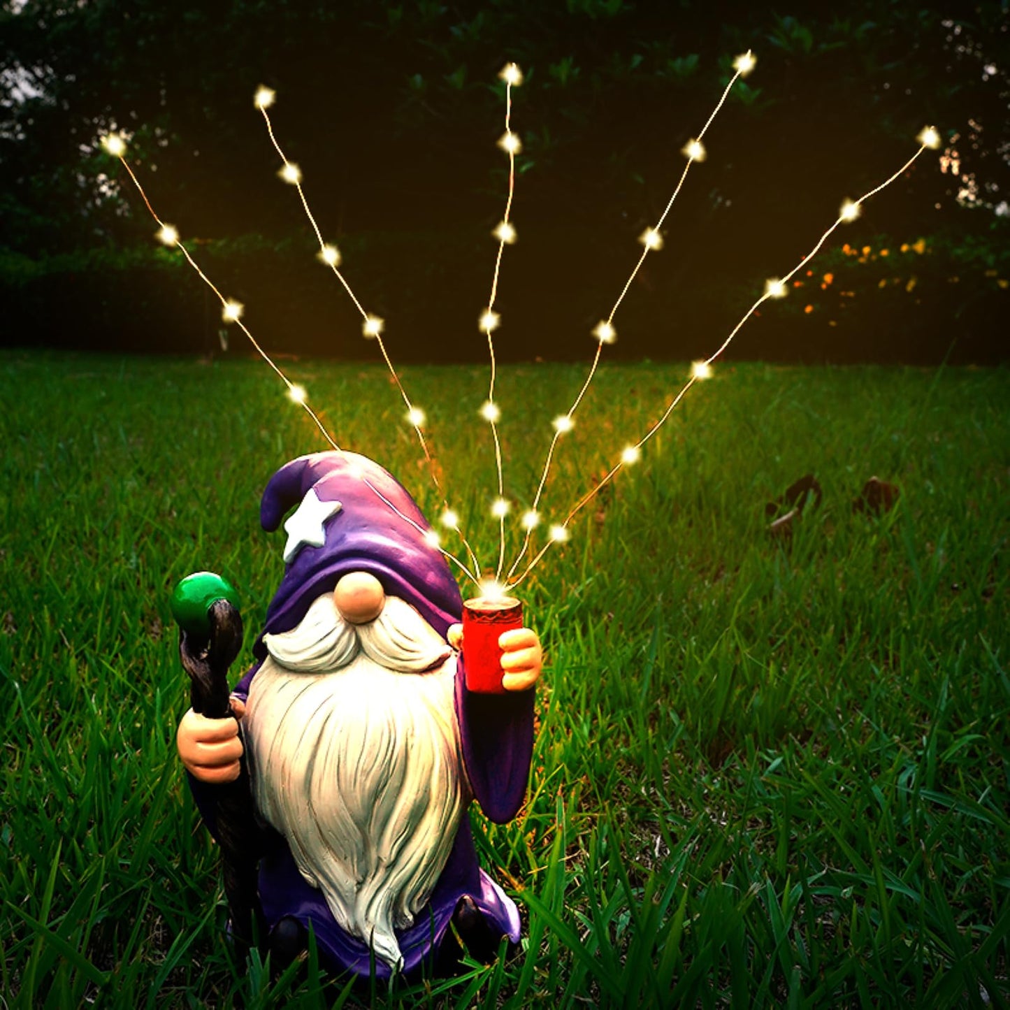 Gnome Statue with Solar LED Lights