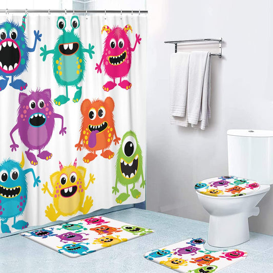 Shower Curtain Set with Non-Slip Rugs