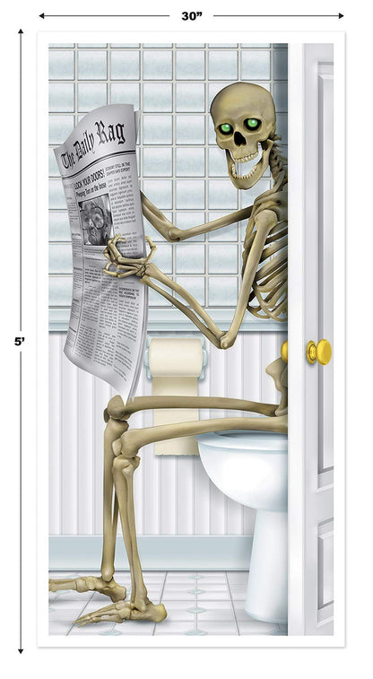 Skeleton Halloween Restroom Door Cover