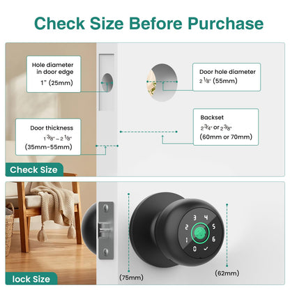 Smart Fingerprint Door Knob with Keypad