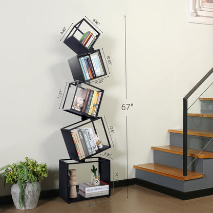 5-Tier Modern Bookshelf - Black