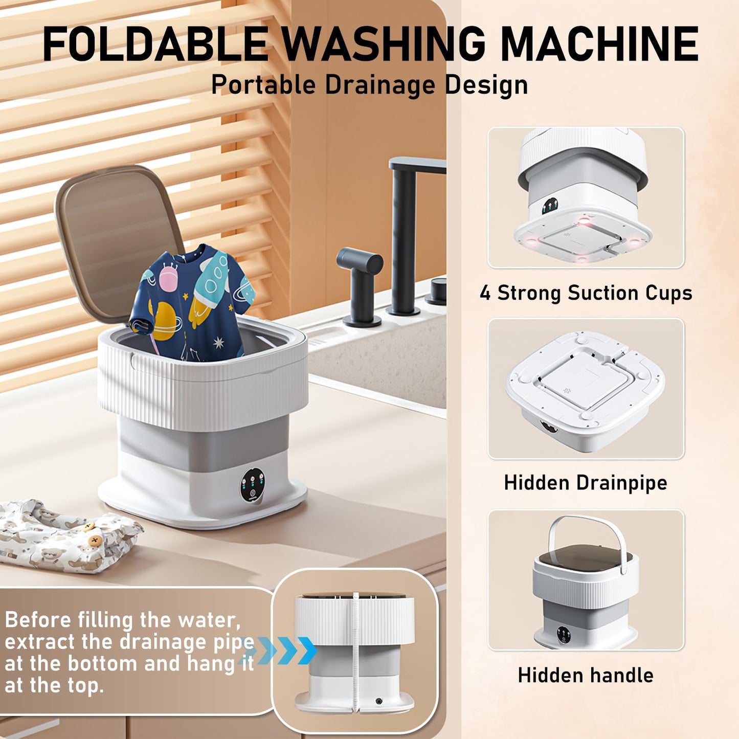 Mini Portable Washing Machine - Foldable Laundry Washer