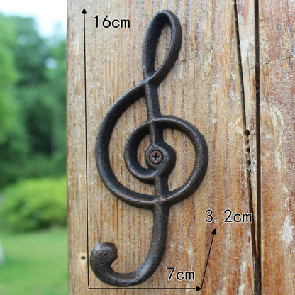 Music Note Wall Hooks - 2 Pack, Cast Iron