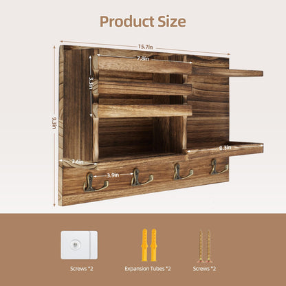 Wood Key and Mail Organizer