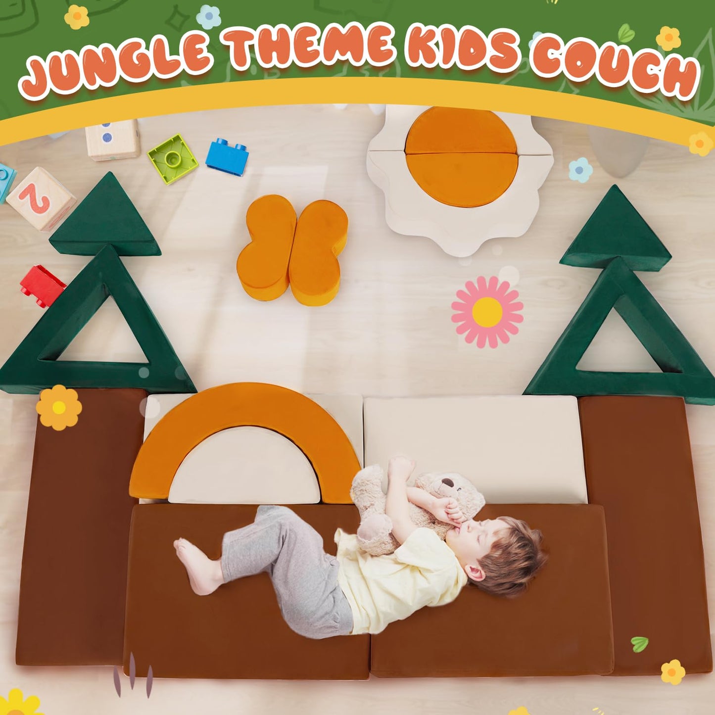 Modular Kids Play Couch - Jungle Theme