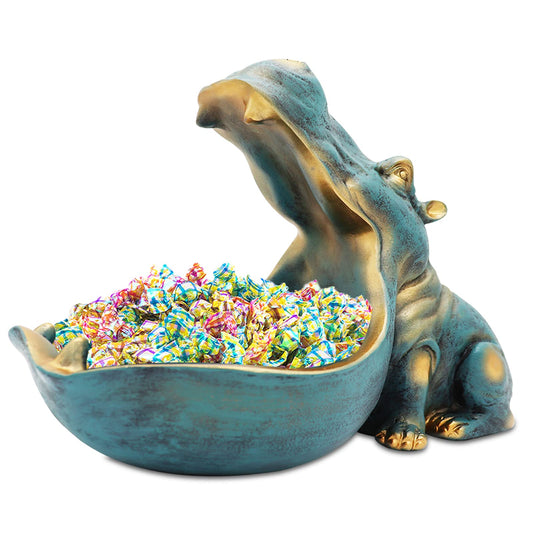 Hippo Statue Resin Candy Dish