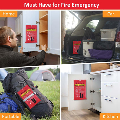 Emergency Fire Blanket - Fireproof Safety Blanket, 2 Pack