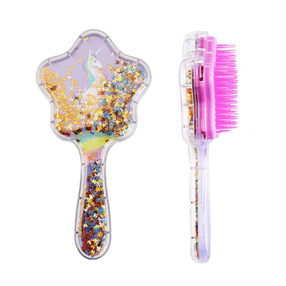 Little Girls Hair Brush - Glitter Confetti Unicorn, Lavender