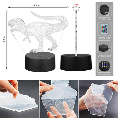 3D Dinosaur Night Light with Remote Control