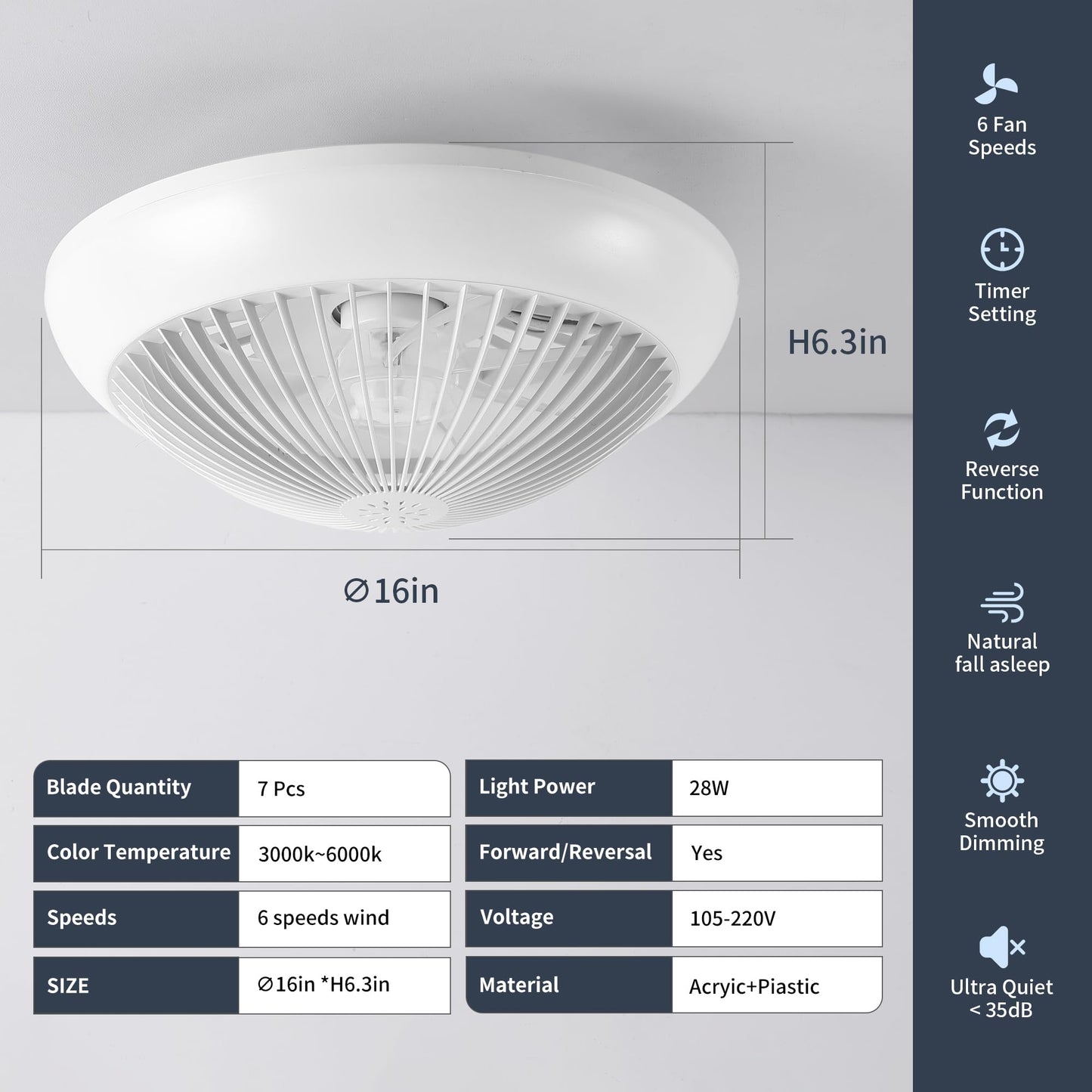 Bladeless Ceiling Fan with RGB Lights