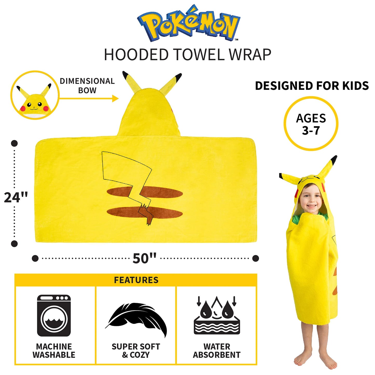 Pikachu Hooded Towel Wrap