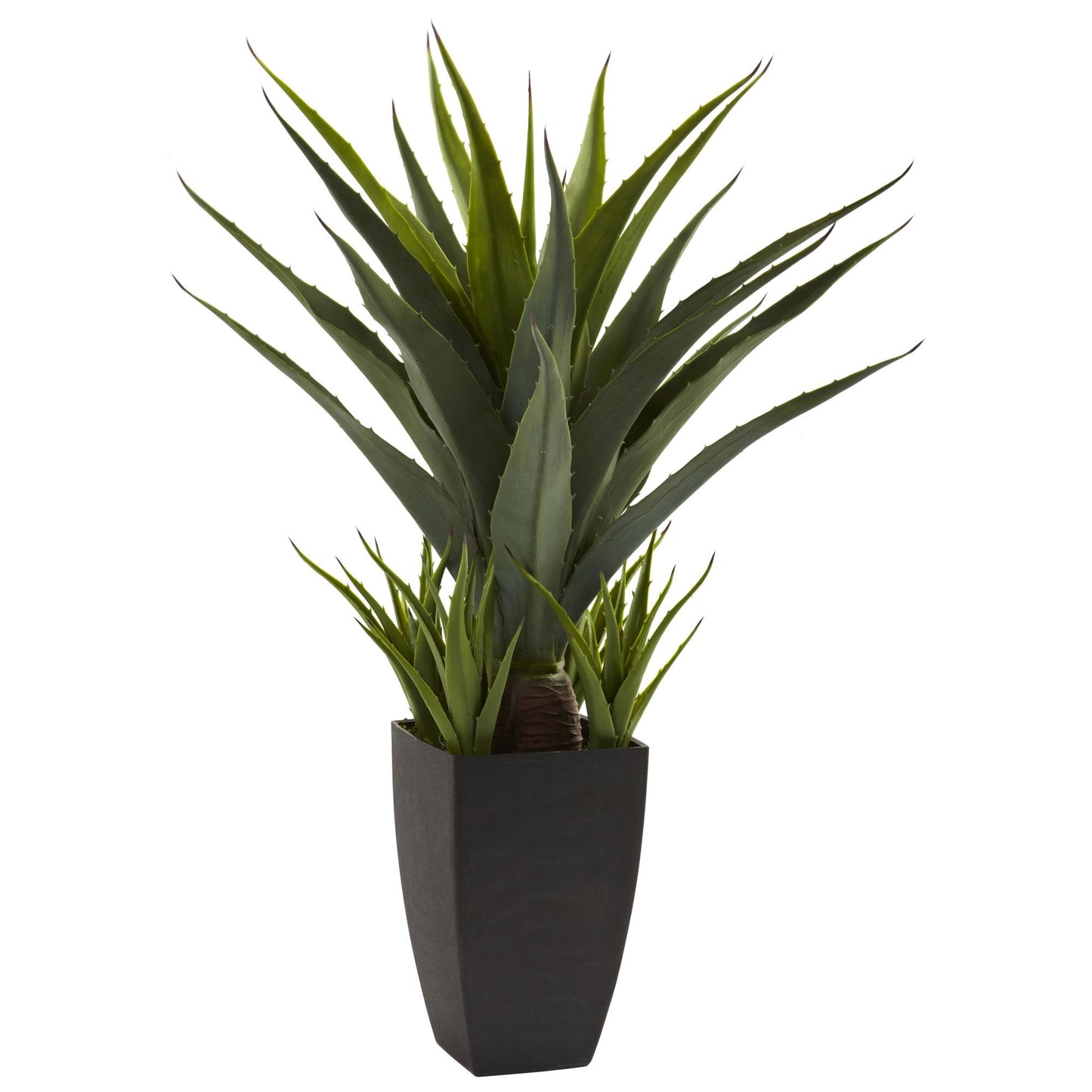 Nearly Natural Agave with Black Planter