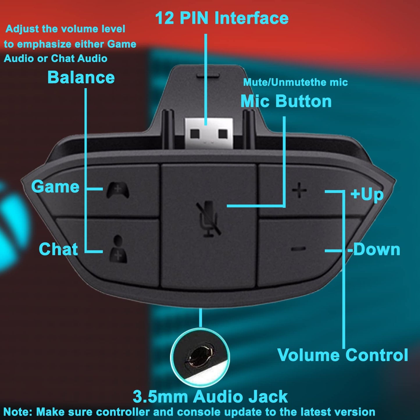 Stereo Headset Adapter for Xbox Controller