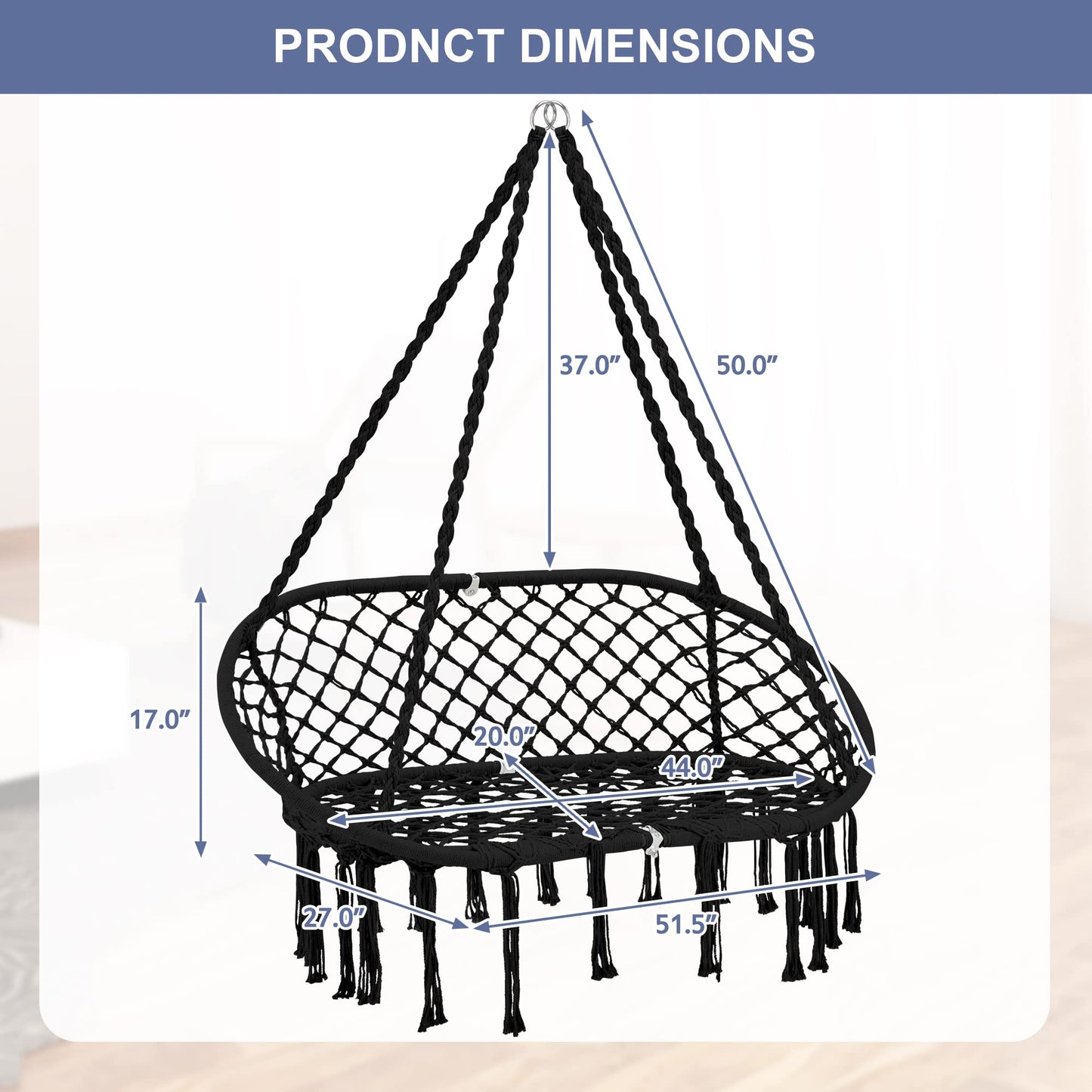 Macrame Hammock Chair with Cushion